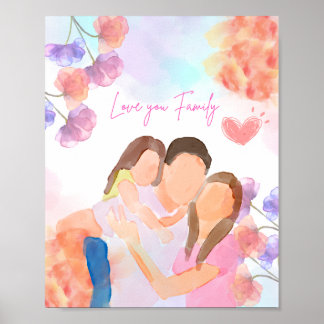 Aquarelle chaude Family Love Poster