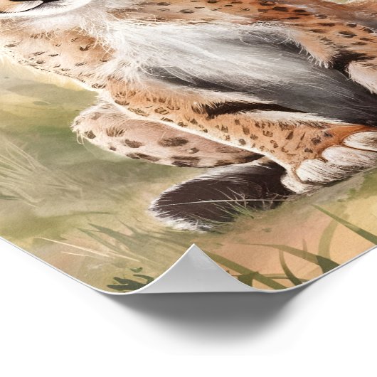 Aquarelle Cheetah Art mural imprimable (Coin)