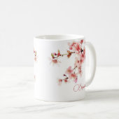 Aquarelle Cherry Blossom Votre Nom Monogram Mug (Devant droit)
