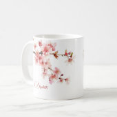 Aquarelle Cherry Blossom Votre Nom Monogram Mug (Devant gauche)