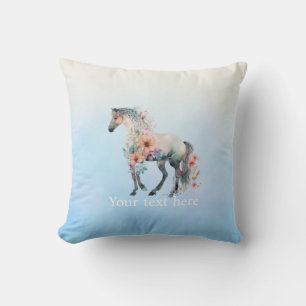 Aquarelle cheval accent coussin