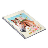 Aquarelle Cheval et Fleurs Carnet Journal (Côté Droit)