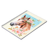 Aquarelle Cheval et Fleurs Carnet Journal (Côté gauche)