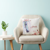 Aquarelle cheval et rose lancer oreiller (Chaise)