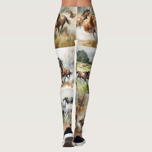 Aquarelle Cheval Leggings - Beau (Dos)