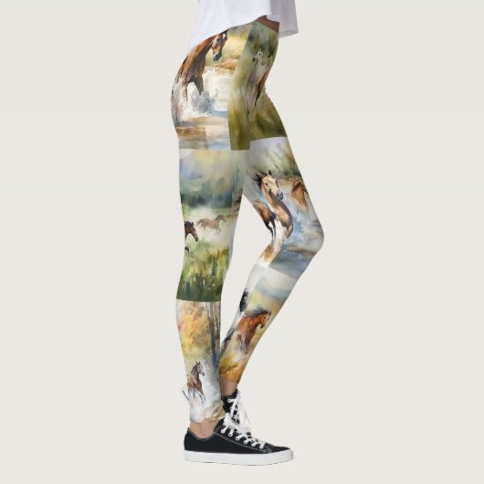 Aquarelle Cheval Leggings - Beau (Droite)