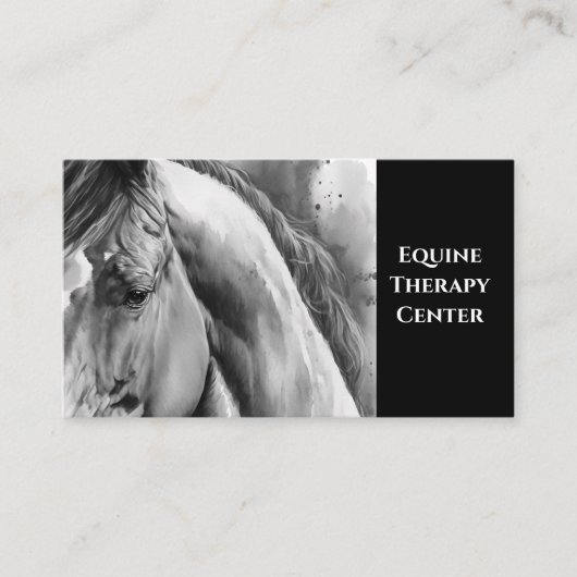 Aquarelle Cheval noir et blanc Cartes de visite (Devant)