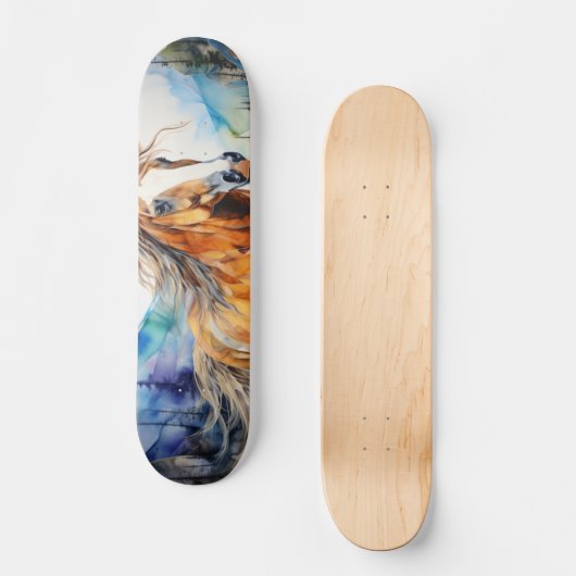 Aquarelle Cheval Skateboard Deck (Recto)