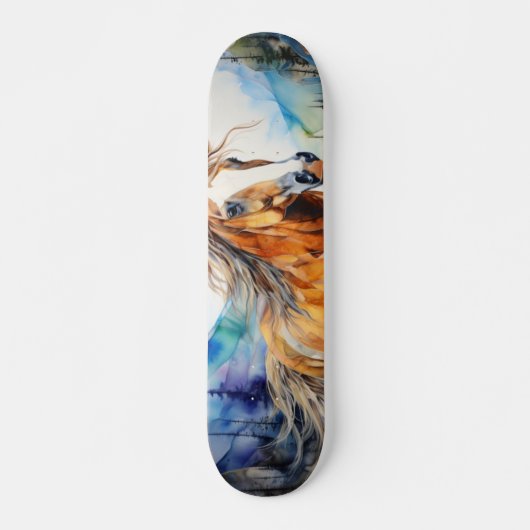 Aquarelle Cheval Skateboard Deck (Devant)