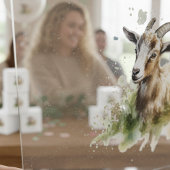 Aquarelle Chèvre de ferme, planches de mousse sur