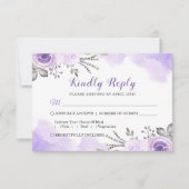 Aquarelle Chic Pastel Purple Mariage Floral RSVP (Devant)
