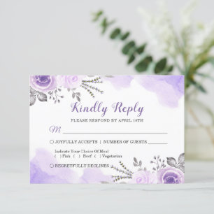 Aquarelle Chic Pastel Purple Mariage Floral RSVP