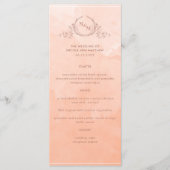 Aquarelle Chic Peach, Menu Mariage Monogramme (Devant)