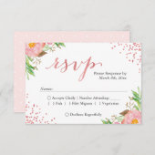 Aquarelle Chic Rose Floral Wedding Réponse RSVP (Devant / Derrière)
