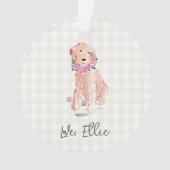 Aquarelle Chien Doré NOM Fleurs Gingham Sucré (devant)