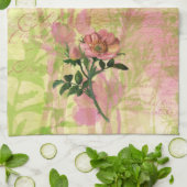 Aquarelle Chien Rose serviette de cuisine (Plié)