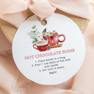 Aquarelle chocolat chaud bombe en faveur étiquette