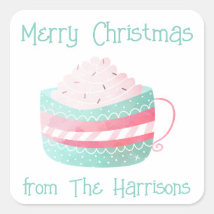 Aquarelle Chocolat chaud Stickers cadeaux de Noël