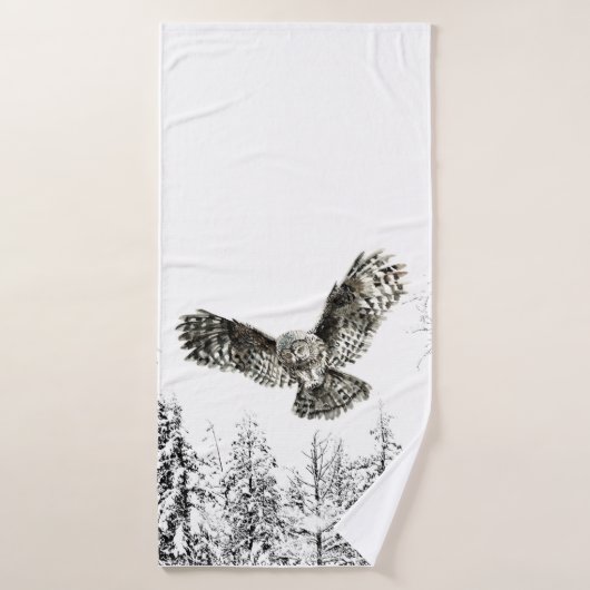 Aquarelle Chouette rayonnante Oiseau Nature animal (Serviette de bain)