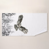 Aquarelle Chouette rayonnante Oiseau Nature animal (Serviette de bain)