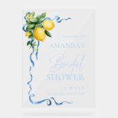 Aquarelle Citron bleu ruban Fête des mariées BIENV (Recto)