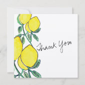 Aquarelle Citron Carte de remerciements Script (Devant)