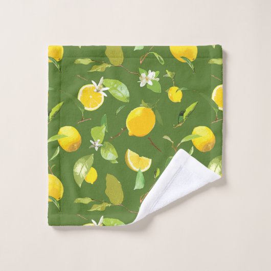 Aquarelle Citron et Feuilles 5 (Gant de toilette)