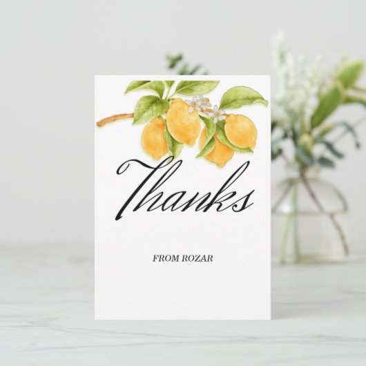 Aquarelle Citron et fleurs Merci d'anniversaire (Debout devant)