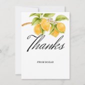 Aquarelle Citron et fleurs Merci d'anniversaire (Devant)