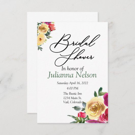 Aquarelle citron et invitation à la floraison mage (Devant / Derrière)