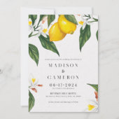Aquarelle Citron, Faire-part de mariage Fleur Blan (Devant)