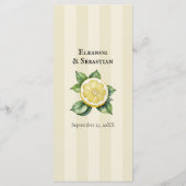 Aquarelle Citron Jaune Citrus Rustique Menu Mariag (Dos)