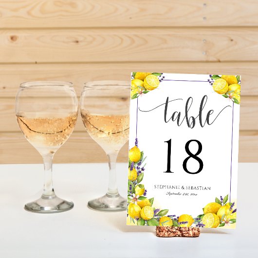 Aquarelle Citron Lavande Boho Numéro de table