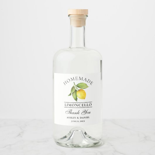 Aquarelle Citron Limoncello Liquor Étiquettes (Devant)