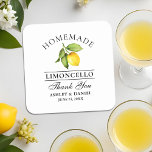 Aquarelle Citron Limoncello Mariage<br><div class="desc">Elégante aquarelle Citron vert Dessous de verre de Merci de Mariage de Limoncello fait maison</div>