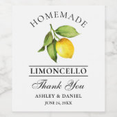 Aquarelle Citron Limoncello Merci Étiquettes boute (Étiquettes simples)