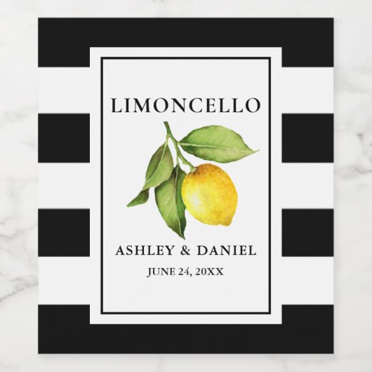 Aquarelle Citron rayé Limoncello Étiquettes boutei (Étiquettes simples)