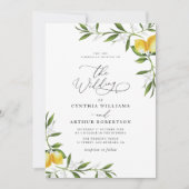 aquarelle citron vert faire-part de mariage (Devant)