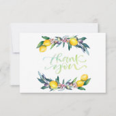 Aquarelle Citrons Cartes de remerciements d'olives (Devant)