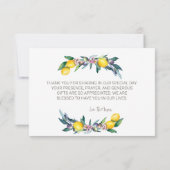 Aquarelle Citrons Cartes de remerciements d'olives (Dos)