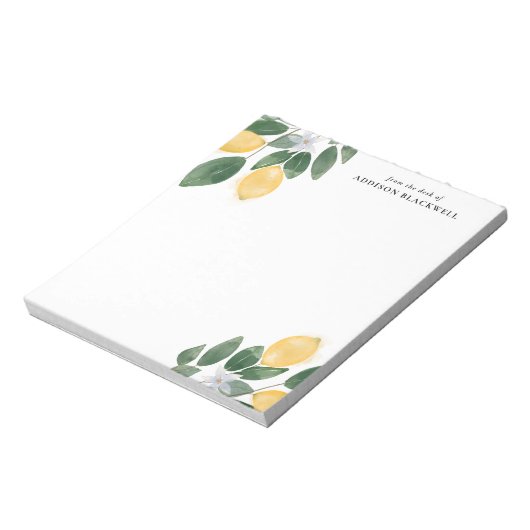 Aquarelle Citrons et Bloc-notes en feuillage avec  (Tourné)