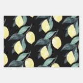 Aquarelle Citrons et Feuilles Motif jaune sans cou (Devant 3)