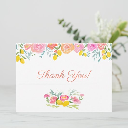 Aquarelle Citrons Et Fleurs Merci (Debout devant)