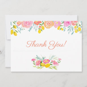 Aquarelle Citrons Et Fleurs Merci