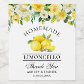 Aquarelle Citrons Floral Limoncello Étiquette bout (Étiquettes simples)