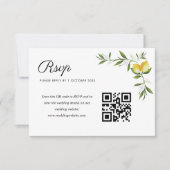 aquarelle citrons floral mariage QR code rsvp cart (Devant)