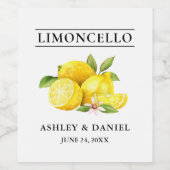 Aquarelle Citrons Limoncello Mariage Étiquette bou (Étiquettes simples)