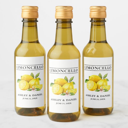 Aquarelle Citrons Limoncello Mini Étiquettes boute (Bouteilles)