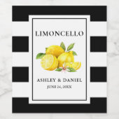 Aquarelle Citrons rayé Limoncello Étiquettes boute (Étiquettes simples)