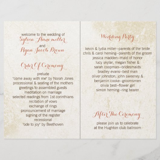 aquarelle citrouille bi pli programme de mariage (Dos)